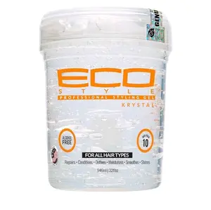 Eco Style Professional Styling Krystal Hair Gel 32 oz Alcohol Free for All Hair Types Repairs Conditions Moisturizes Smoothes Shines