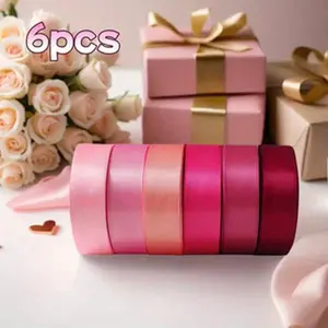 6 rolls of satin ribbon，1 inch wide with a total length of 144 yards. Perfect for gift wrapping, wedding decorations, bridal parties, hair accessories，ribbons for crafts