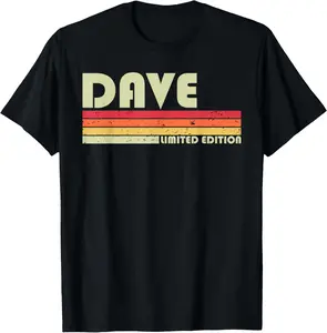 100% Cotton DAVE Gift Name Personalized Funny Retro Vintage Birthday T-Shirt