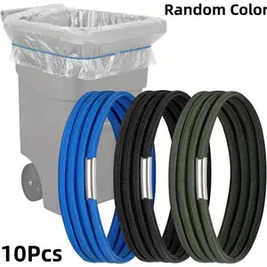 Random Color Elastic Rubber Band, 10pcs/set Colorful Garbage Bag Holder, Secure Garbage Bag Holder for 13-96 Gallon Cans, Office & School Supplies, Household Items