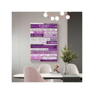 1pc Purple Inspiration Canvas Wall Art - Today Is A Brand New Day Prints - Durable & Stylish Decor For Bathroom, Bedroom, Office, Living Room - Colorful Home Accent Ready To Hang