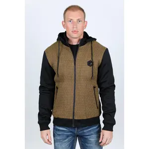 Mens Fur Lined Quilted Hooded Jacket - Camel