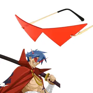 Anime-Inspired Kamina Red Triangle Frame Sunglasses, Gothic Punk Cosplay Eyewear Props & Fashion Accessories, Suitable for Cosplay Enthusiasts & Menswear Use