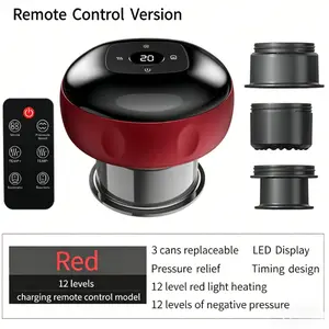Upgraded Portable Remote Control Version USB Rechargeable Electric Cupping Massager | 3 cans replaceable | 12 Levels Heat & Suction | Deep Tissue Relax for Neck Shoulder Back An Ideal Gift for Valentine's Day, Mother's Day, Christmas, And O