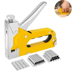 3 in 1 Staple Gun, Heavy Duty Staple Machine Kit with 600 Staples, Multifunctional Stapler for Fixing Material, Decoration, Carpentry, Furniture, Door and Window, Decoration DIY Staple Gun
