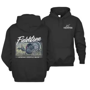 Turkey Hunting Hoodie Fieldstone Gobbler Graphic – Vintage Wild Turkey Field Scene Design, Sporting Lifestyle Brand Apparel, Outdoor Hunting Hoodie for Men and Women, Gift For Hunters.