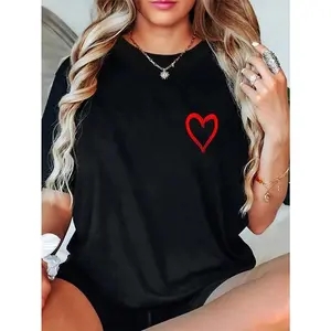100% Cotton Red Heart Cool Love Heart Graphic Valentines Day T-Shirt for Men Women Whimsical Playful Design Perfect for Special Occasions