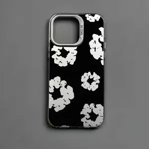 Black Flower Luxury D-Denims T-Tears Phone Case For iPhone17 16 15 14 13 12 11  Pro Max X XR 8 Plus & Sumsung Galaxy S26 Ultra / S25 Ultra / S24 Ultra Anti Fall Matte Back Cover