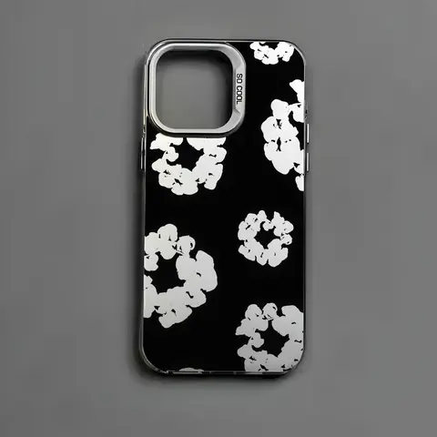 Luxury Black Flower Smartphone Case - Durable Anti-Fall Matte Back Cover, Handheld Protection for Multiple iPhone & Samsung Devices (17/16/15/14/13/12/11 Pro Max,X,XR,8 Plus; S26/S25/S24 Ultra) Mobile Phone Accessory