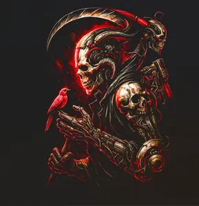 Halftone Skull Design for Black Fabric Ready to Press Heat Transfer DTF Transfer Direct to Film 300-320°F Firm Press Settings