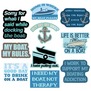 Boats Sticker Extra Large Stickers Funny Boating Adhesives with Memes Funny Stickers with Colorful Graphic Decals Summer  Funny Fishing  Multi -