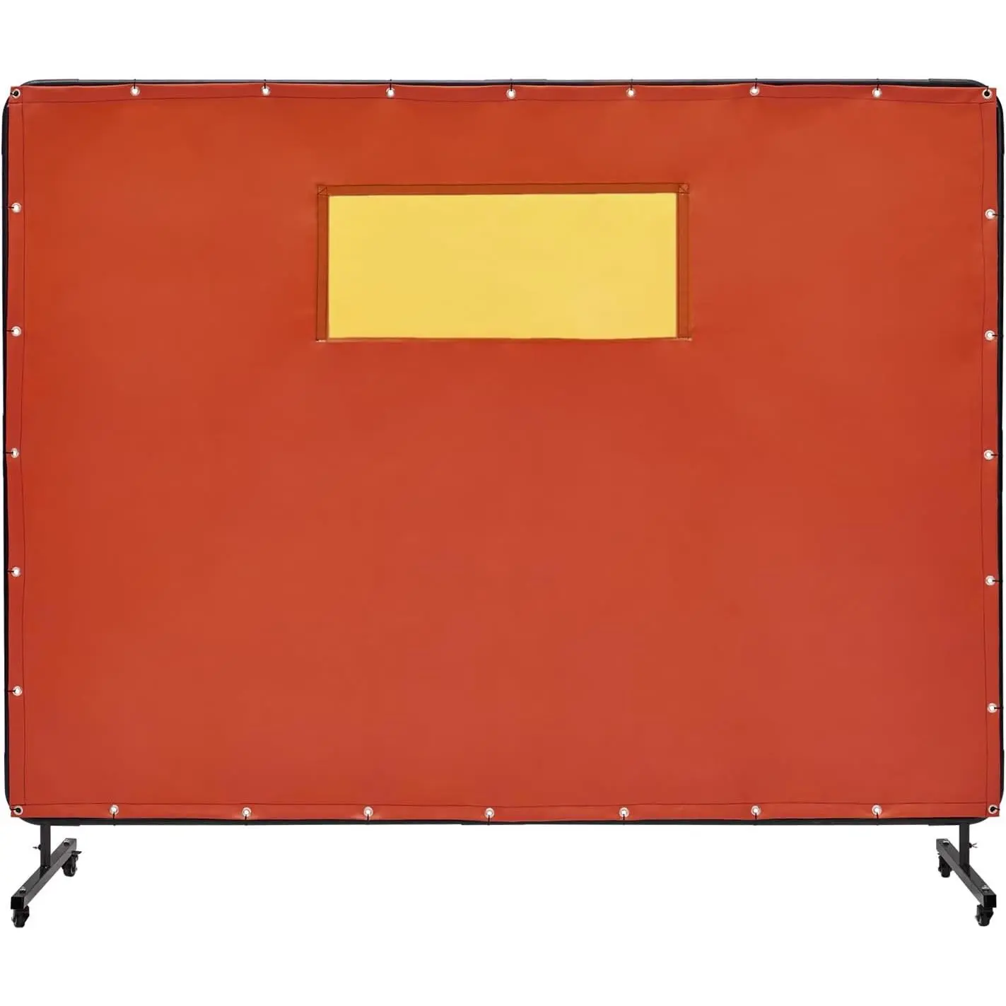 VEVOR Welding Screen with Frame, 6' x 8' Welding Curtain Screens, Flame-Resistant Vinyl Welding Protection Screen with 4 Swivel Wheels (2 Lockable) & Transparent Window for Workshop/Industrial, Red