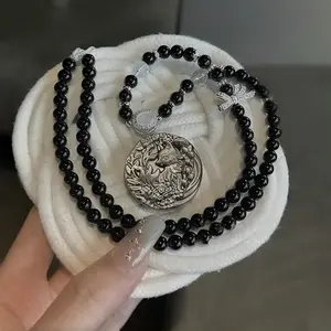 Silver Obsidian Nine-Tailed Fox Necklace | Ward Off Evil and Protect the Home | Auspiciousness and Power | Love and Marriage | Good Luck and Popularity | Wisdom and Spirituality