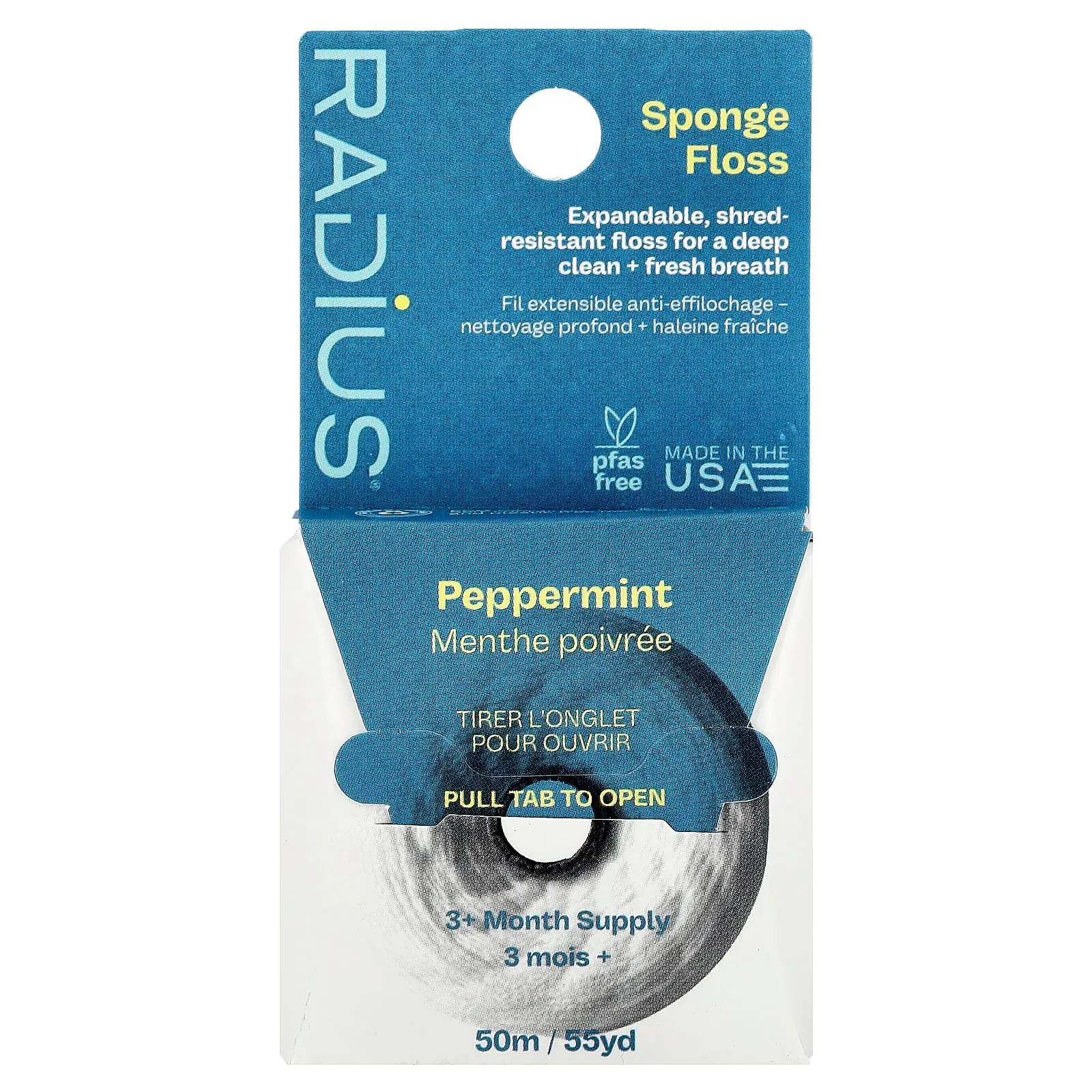 RADIUS Sponge Floss, Peppermint, 55 yds (50 m)