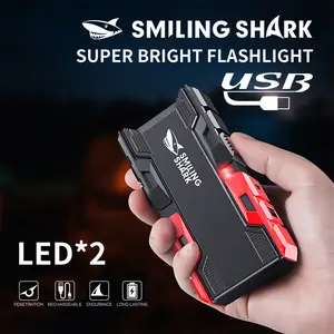 smilingshark LED Flashlight, Handheld Dual-Light Source with Type-C Charging Power Bank, 1200mAh Built-in Lithium Ion Battery for Outdoor Camping