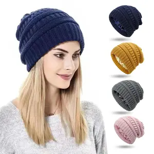 Cozy Chunky Slouchy Skull Cap for Women - Soft Insulated Knitted Beanie with Satin Silk Lining, Stylish Winter Hat for Cold Weather Adventures