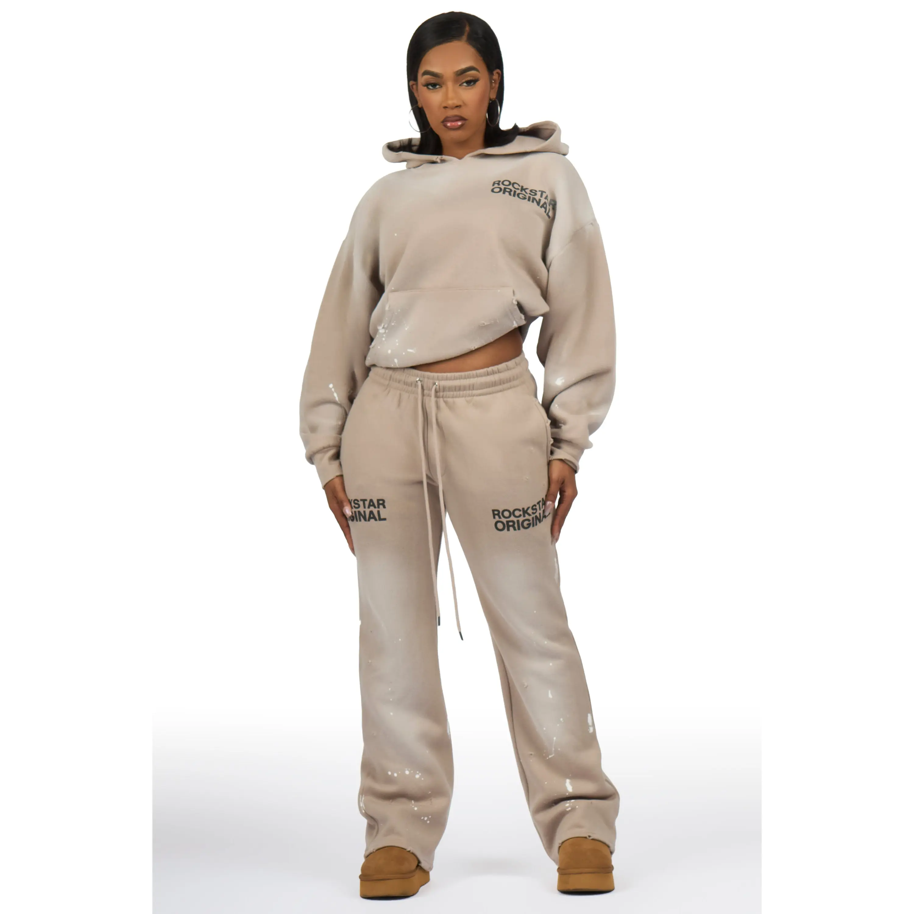 Reigna Taupe Stacked Track Set