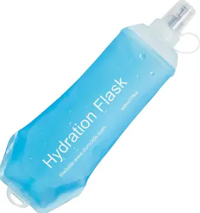 AXEN Soft TPU Foldable Hydration Flask 500ml BPA-Free Collapsible Water Bottle with Bite Valve for Running Cycling Hiking Outdoor Activities - Cover, Drinkware