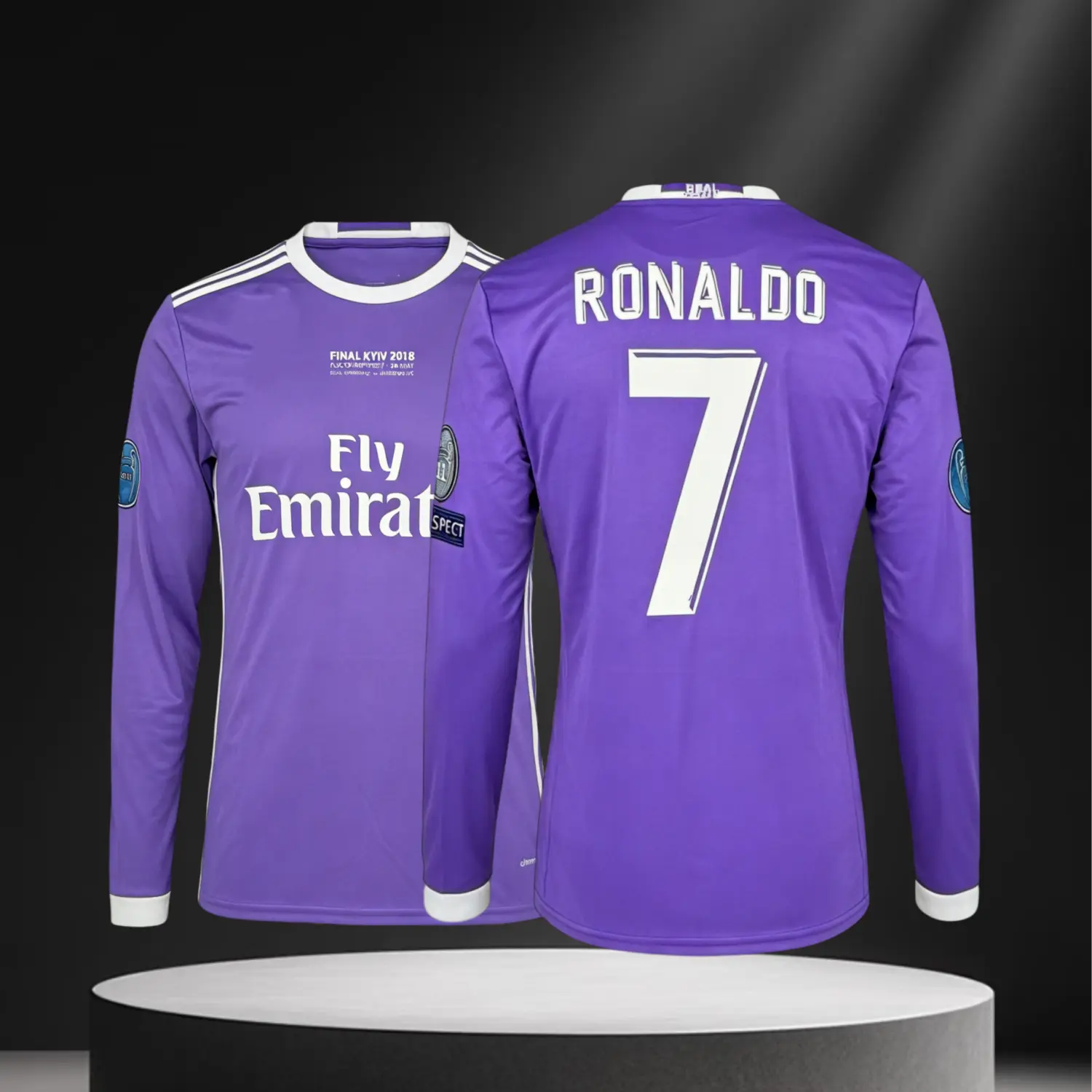 16 17 Away Purple 7# Cristiano Ronaldo Long Sleeve Soccer Jersey Fans Version