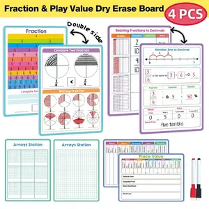 Fraction Decimal Multiplication Chart, Kids Place Value Math Practice, Dry Erase Board, Double Sided Laminated, 8x12 Inches