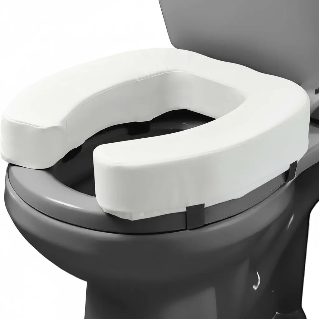 Padded Toilet Seat Riser for Seniors - Adds 3 Inches. Universal Fit | FIRM Raised Toilet Seat Cushion with High-Density Foam for Enhanced Comfort & Elevation. Post-Surgery Must Have (White)