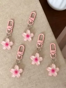Sweet Colorful Floral Pattern Keychain Set, Cute Design, Ideal for Bags & Cars, Perfect Gift for Students, Durable Material, Easy-To-Hang