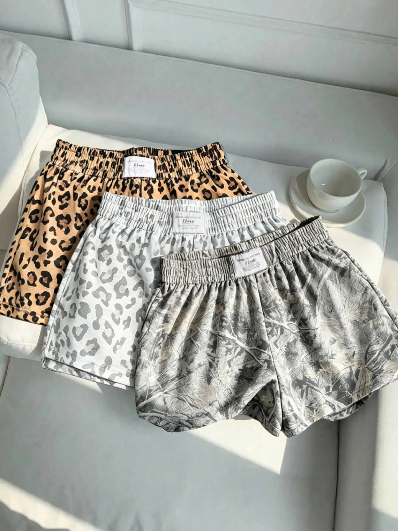3-Pack Y2K Retro Spot Dead Branch Leopard Print Loose Fit Graphic Casual Shorts, Women's Summer Daily Commute Outdoor Wear, Casual Relaxed Shorts