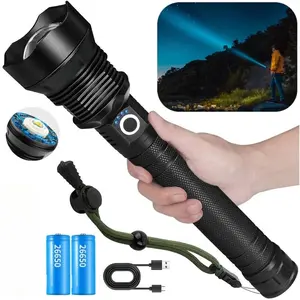 P70 Super Bright Flashlight  Rechargeable LED Strong, High Lumens with 5 Modes, IPX7 Waterproof, Powerful Handheld Portable Lighting Flashlights for Outdoor,Camping,Fishing,&Garage Use