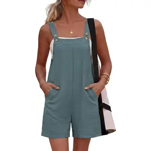Rompers for Women Summer Boho Loose Fit Sleeveless Short Jumpsuits Overalls Vacation Outfits