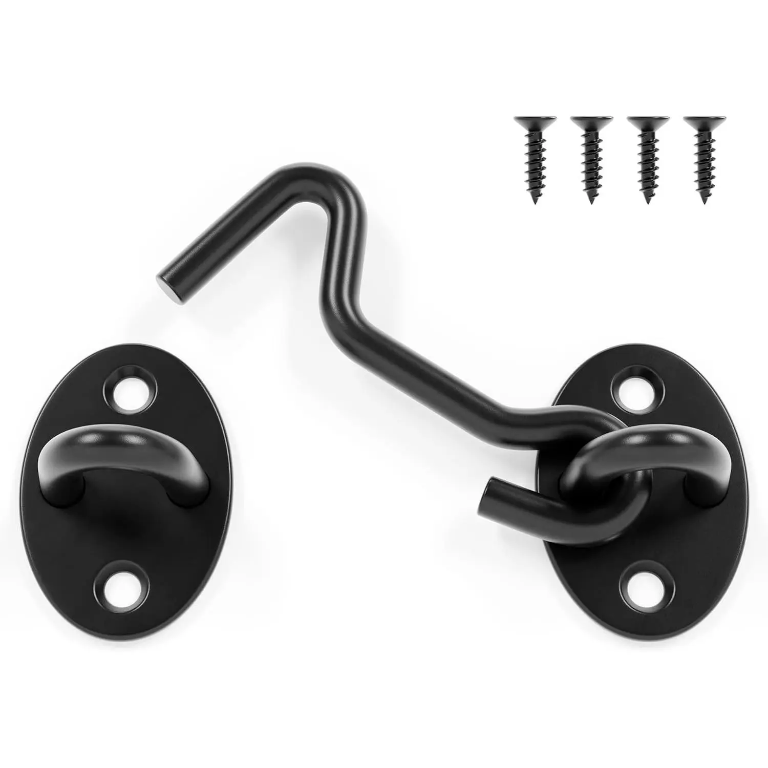 3 Inch Black Iron Privacy Hook and Eye Latch Barn Door Lock 1 Pack for Gate Shutters Window Slide Barn Shed Cabinet Sliding Door Indoor Outdoor