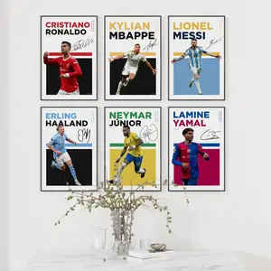 Football Stars Unframed Poster Bundle, Ronaldo Messi Neymar Mbappe Haaland Yamal Wall Art Set, Printable Gift Pack