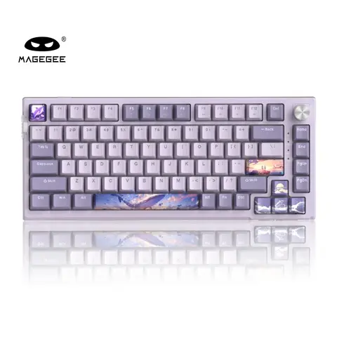 MageGee SKY81 75% Layout 83-Key Gaming Wireless Mechanical Keyboard - Gasket Mounted, Creamy, Hot Swappable, Hotswap Switch, Knob for RGB/Vol, RGB Backlit, Soft Bouncy Feel, Tri-Mode Connection, Windows & Mac Compatible, Hot Swappable Keyboard, Creamy Key