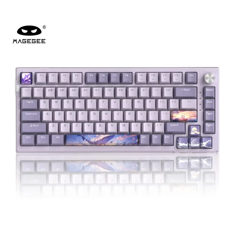 MageGee SKY81 75% Layout 83-Key Gaming Wireless Mechanical Keyboard - Gasket Mounted, Creamy, Hot Swappable, Hotswap Switch, Knob for RGB/Vol, RGB Backlit, Soft Bouncy Feel, Tri-Mode Connection, Windows & Mac Compatible, Hot Swappable Keyboard, Creamy Key
