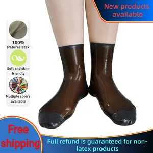Natural latex socks with high elasticity and transparent black color  Long Staple Cotton Socks Antibacterial Womenswear Basic Minimalist tights turtleneck  skirt  leg  warmers
