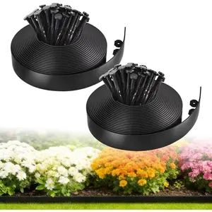 Landscape Edging Border,Garden Edging 100FT 2 Inch Tall Plastic Landscape Edging with 150 Stakes, Flexible Tool-Free Lawn Border for Yard, Flower Bed & Landscaping