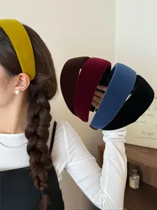 5pcs Vintage Elegant Velvet Wide Hairbands, Versatile High Crown Sponge Headband Set for Daily Outing & Casual Parties, Chic Headbands