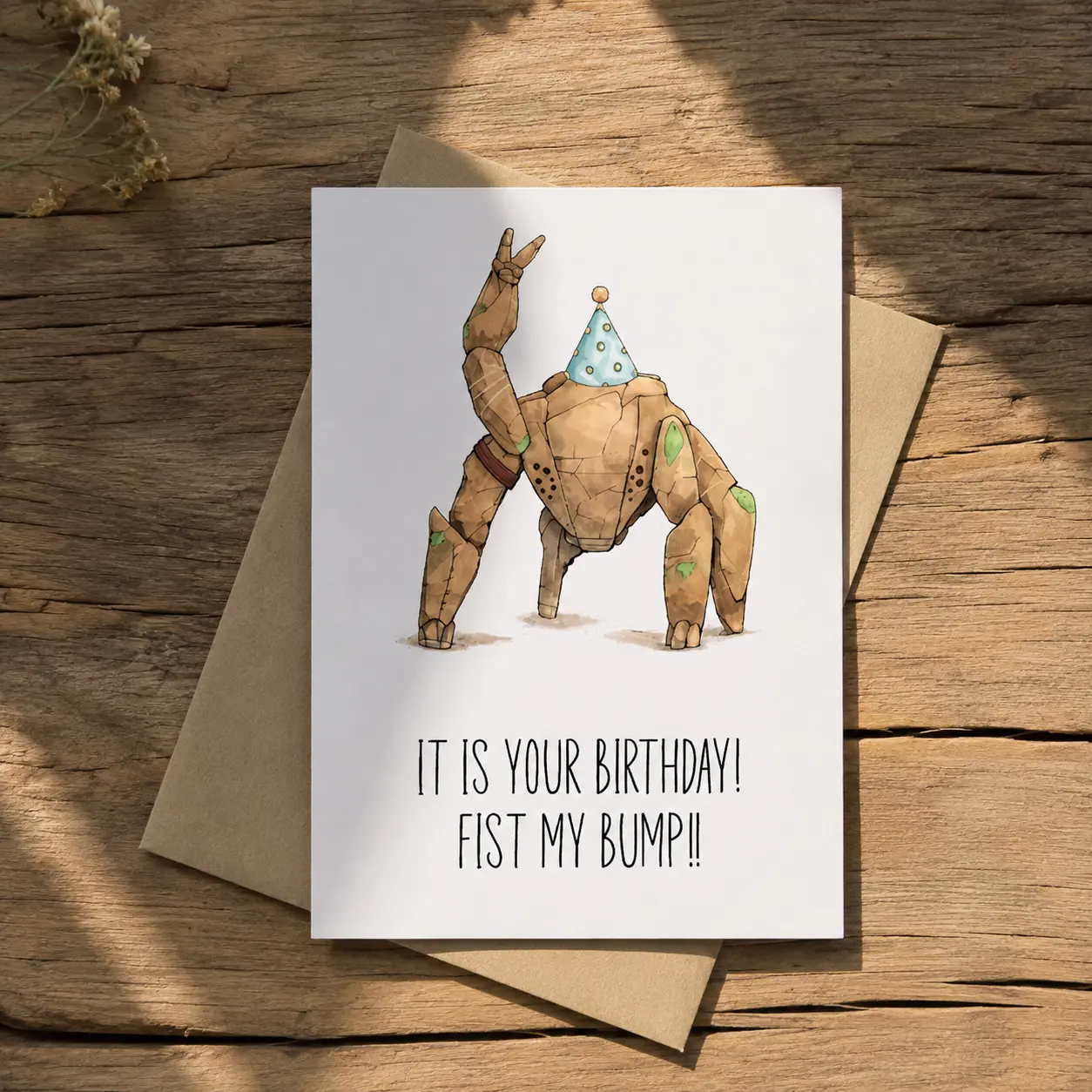 Funny Rock Golem Birthday Card, Gamer Inspired Birthday Greeting Card, Geek Birthday Card for Him Her, Funny Birthday Gift Card, Blank Inside Birthday Card, Unique Birthday Party Card