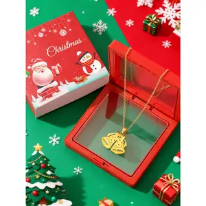 Christmas Limited Edition Double Bell Necklace for Women, Festive Atmosphere Delicate Hollow Pendant.