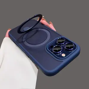 Magnetic Ring Holder Phone Case for iPhone 11/12/13/14/15/16/17 Pro Max Series, Shockproof Anti-Drop Cover with Built-In Kickstand, Magnetic Ring Supports MagSafe Wireless Charging, Non-Slip Finger Grip Scratch Resistant Protective Casing