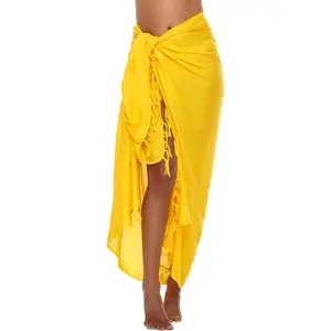 SHU-SHI Sarong Swimsuit Coverup for Women Pareo Long Beach Bathing Suit Wrap with Coconut Clip