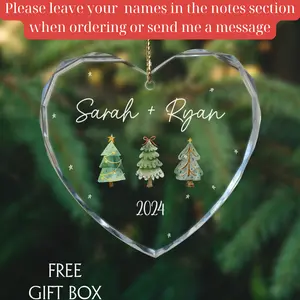 Personalized Couples Christmas Ornament, Couple Names Christmas Ornament, Our First Christmas Together, New Couple Gift, Glass Ornament