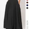 Women's Solid Pocket Flared Skirt, Elegant High Waist A-Line Maxi Skirt for Party Holiday Wedding Guest, Ladies Bottoms for All Seasons, Flowy Skirt