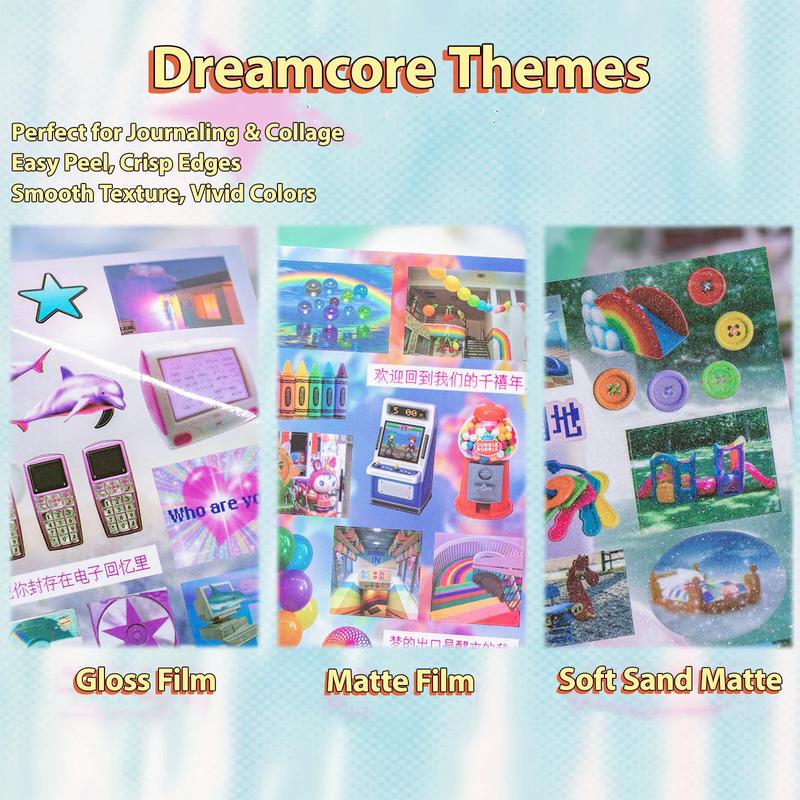 2 Styles 30 Sheets Dreamcore Aesthetic Sticker Book – Frutiger Aero-Inspired Die-Cut Glossy/Matte Textured Stickers for Journaling, Scrapbooking, Collage Art & INS Softcore Decor,TikTokShopJumpstartSale