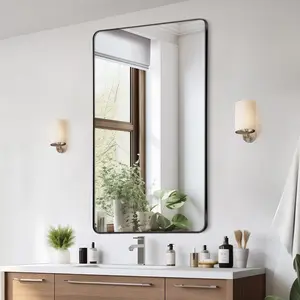 VEVOR Wall Mounted Makeup Mirror, 0.15 Thick, 28x 60 Mirror with Aluminium Alloy Frame Explosion-Proof Film, Scratch-Resistant Mirror with Z-Shaped Bracket, Fit for Bathroom/Bedroom/Living Room