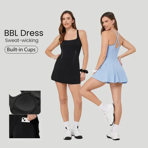 GLOWMODE Corset BBL Dress Built-in Bra and Sweat-Wicking Buttery Soft Fabric