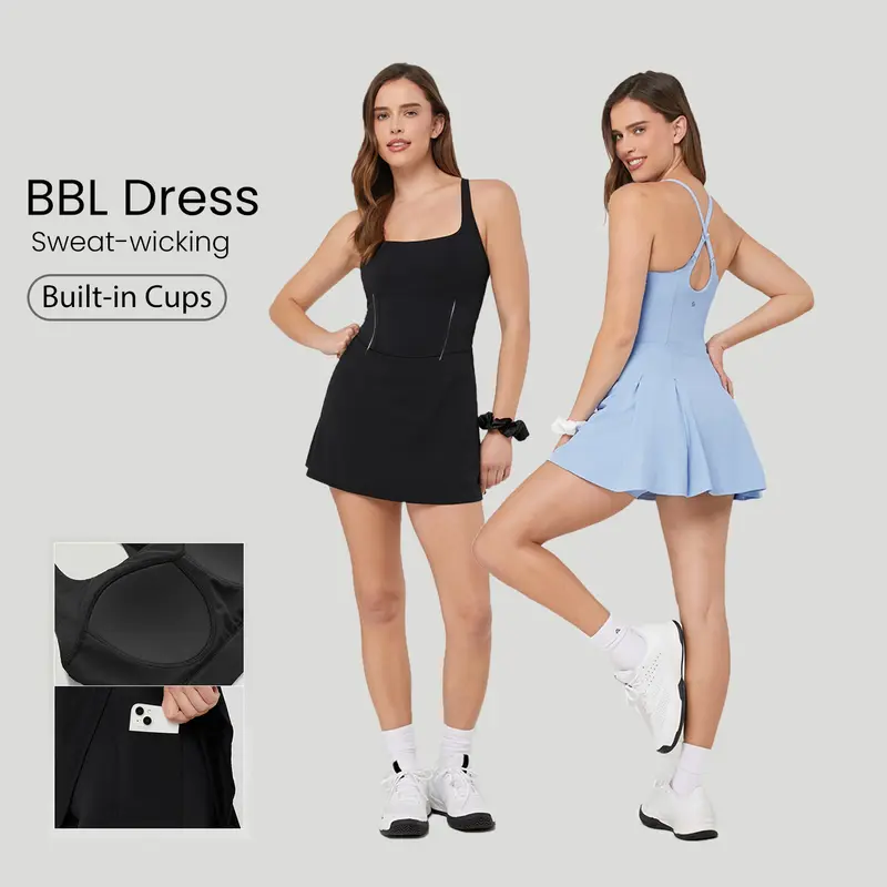 GLOWMODE Corset BBL Dress Built-in Bra and Sweat-Wicking Buttery Soft Fabric