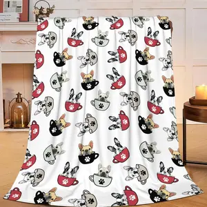 French Bulldog Modern Soft Plush Throw Blanket, Cozy Warm Fluffy Fleece Decor, Perfect Gifts for Dog Lovers and Kids