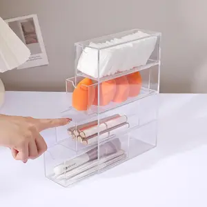 Stackable Drawer Organizer with 4 Clear Drawers for Bathroom &  Makeup Storage