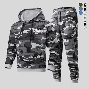 Men's camouflage suit best-selling in spring, autumn, and winter. 100% polyester wool lining, warm knit, with slight elasticity, suitable for hiking, camping, fishing, hunting, running, and outdoor activities