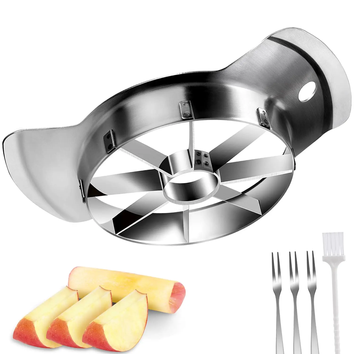 5 Set Stainless Steel Apple Slicer – 8-Sections Fruit Cutter, Heavy Duty Sharp Blade, Easy One-Push Operation – Great for Apples, Pears, Potatoes